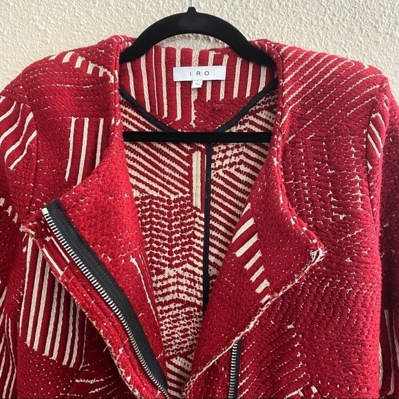 𝅺IRO Mepsie Tweed Multi Pattern Jacket in Red & White sz EU 38/US S - Picture 5 of 16
